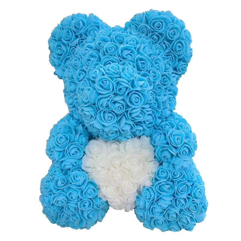 Red Rose Bear 40cm Bear Of Roses Artificial Flower Rose Teddy Bear For Women Valentine's Day Wedding Birthday Christmas Gift 
