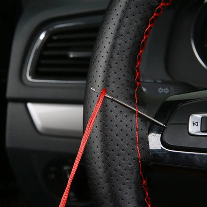 Car Steering Wheel Cover Needles And Braid Thread Artificial Leather Car Covers Suite 3 Color DIY Texture Soft Auto Accessori