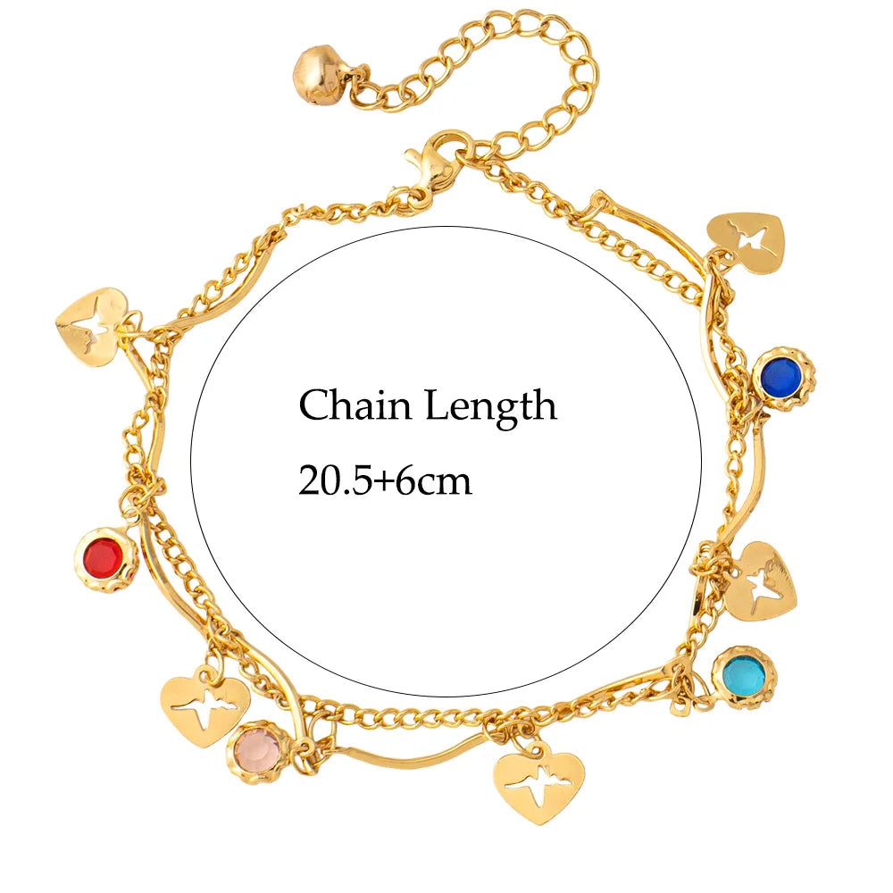 Female Heart Anklets Bracelet Sandals Foot Jewelry Leg New Anklets on Foot Bracelets for Women Leg Chain Jewelry Accessories