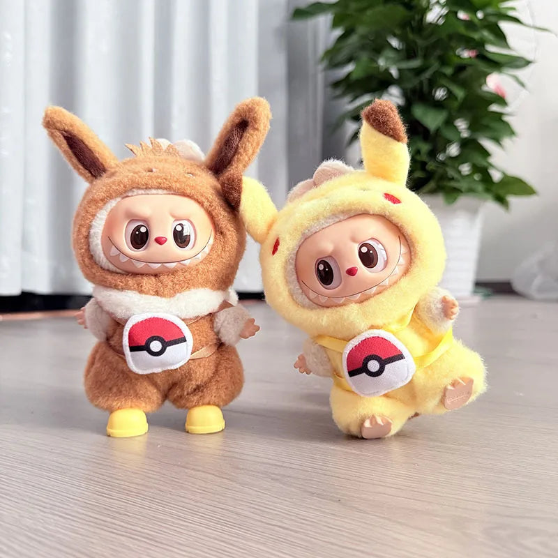 4 Styles for Labubu Clothes Pokemon Pikachu Set Role-playing Costume, Animated Characters, Labubu Accessories (No Dolls)