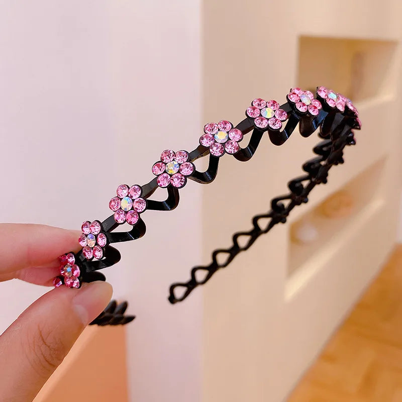 Non-Slip Rhinestone Hairbands Elastic Flower Fashion Pearl Women Hair Hoop Bands Headband Bezel Girls Hair Accessories Headdr
