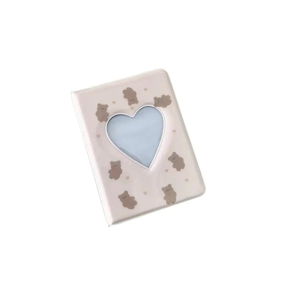 Cute Bear Photo Album 3 Inch Love Heart Hollow Picture Storage Case Kpop Card Binder Name Card Book Photocard Holder - D