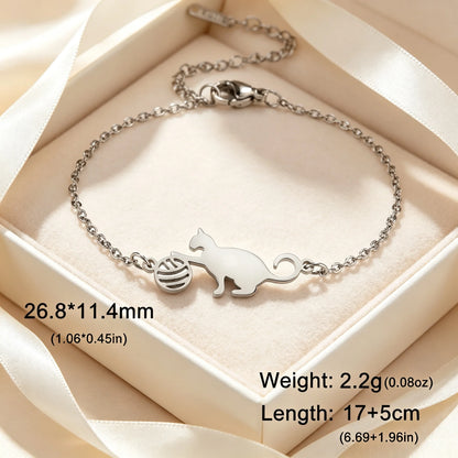 Cute Dachshund Dog Stainless Steel Bracelet for Women's Valentine's Day Commemorative Day Jewelry and Gift - Steel color K