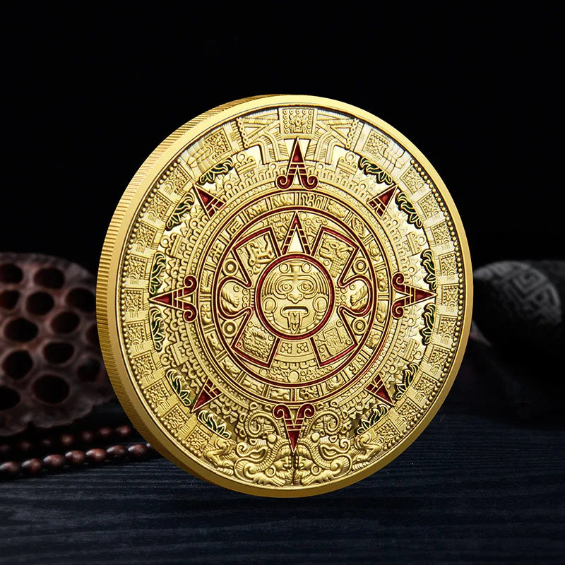 Souvenir Coin Mexico Mayan Aztec Calendar Art Prophecy Culture Gold Coins Collectibles