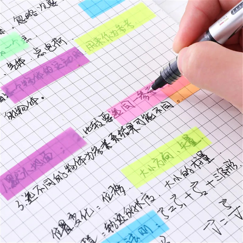 200 Sheets Color Index Sticky Notes, Transparent Adhesive for Journaling & Notes, Tabs for Books, School & Office Supplies