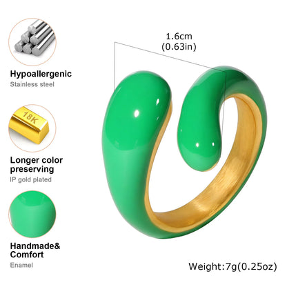 Chunky Open Twist Stackable Rings for Women, Blue Geometric Bold Enamel Crossover Statement Ring Band Waterproof - RC-721G07-