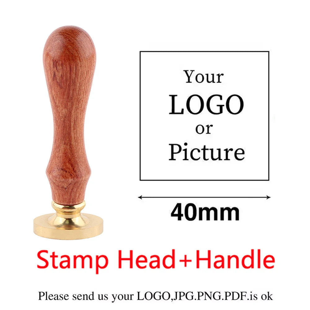 Custom Brass Wax Seal Stamp Personalized LOGO 25/30/40/50mm Round/Square Wax Sealing Head For Wedding Invitation Card Decor S