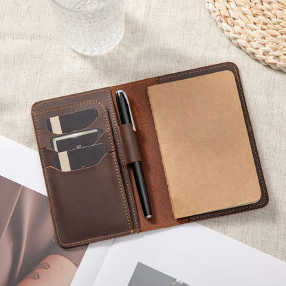 Journal Cover for Field Notes Leather Multifunctional Organizer with Pen Loop, Business Card Holder, for 3.5" x 5.5" Pocket N