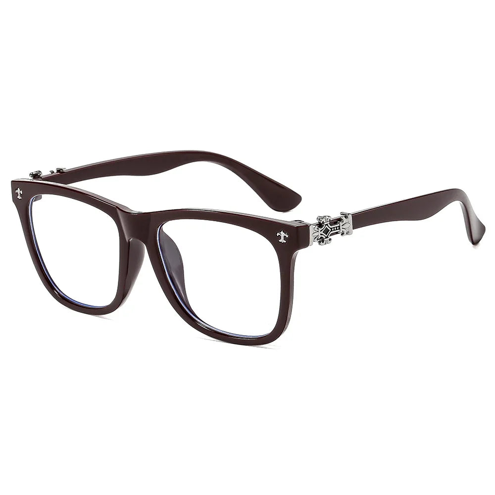 Fashion Glasses Frame Women Anti Blue Light Men Square Eyeglasses Vintage Prescription Eyewear - C4