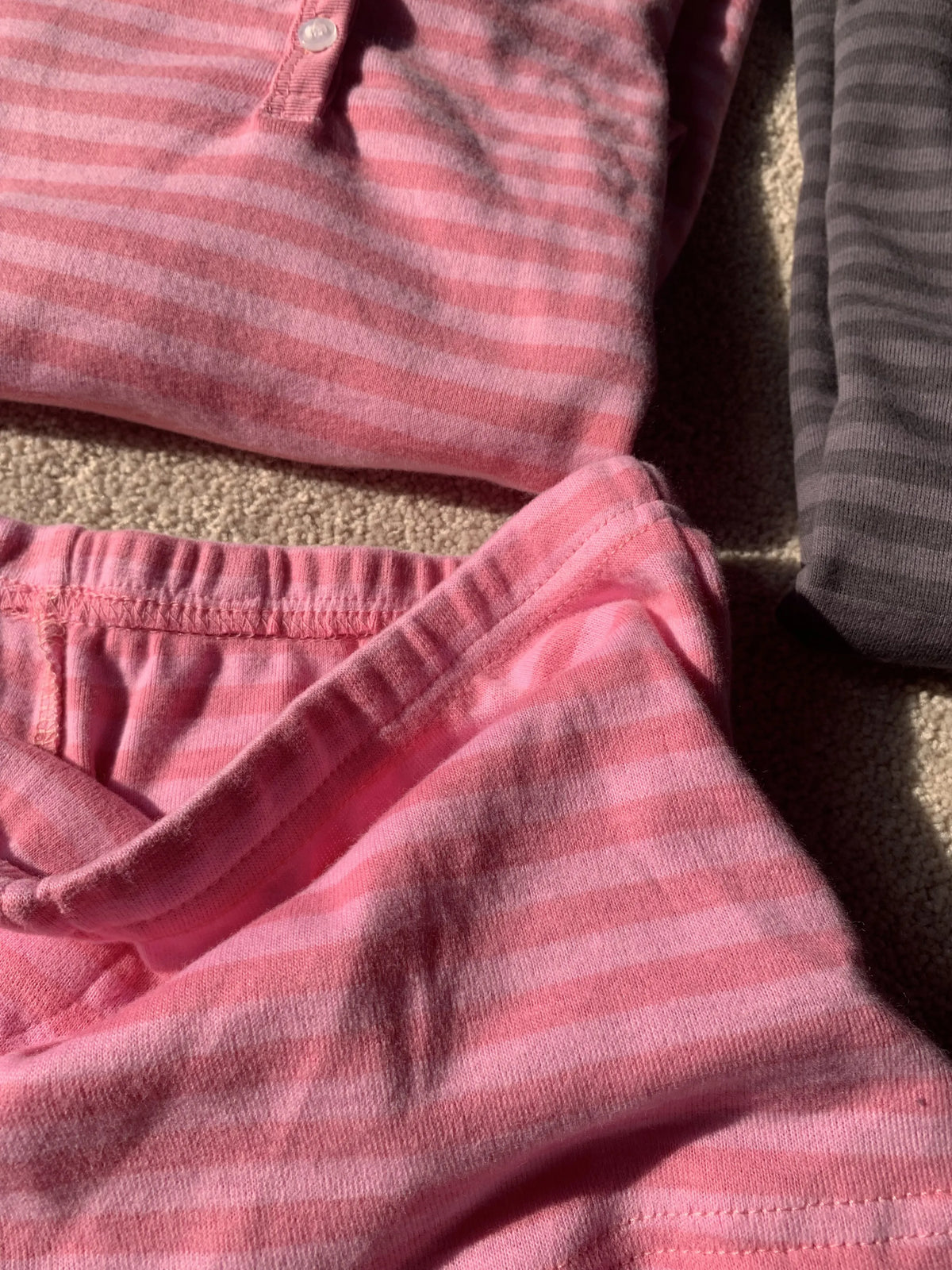 Pink Striped Long Sleeve T-shirt Shorts Set Woman Buttons Slim Tees+Elastic Straight Short Pant Cotton Home Pajama 2 Piece Se