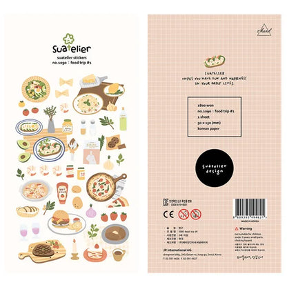 Suatelier Foods Stickers Aesthetic Scrapbooking Cute Junk Journal Ephemera Korean Deco Sticker Planner Diary DIY Craft Suppli