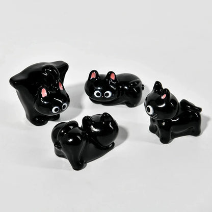 Estatueta de gatos de resina de desenho animado, mini gatinho, ornamentos para casa, criativo, desktop, carro, montado,