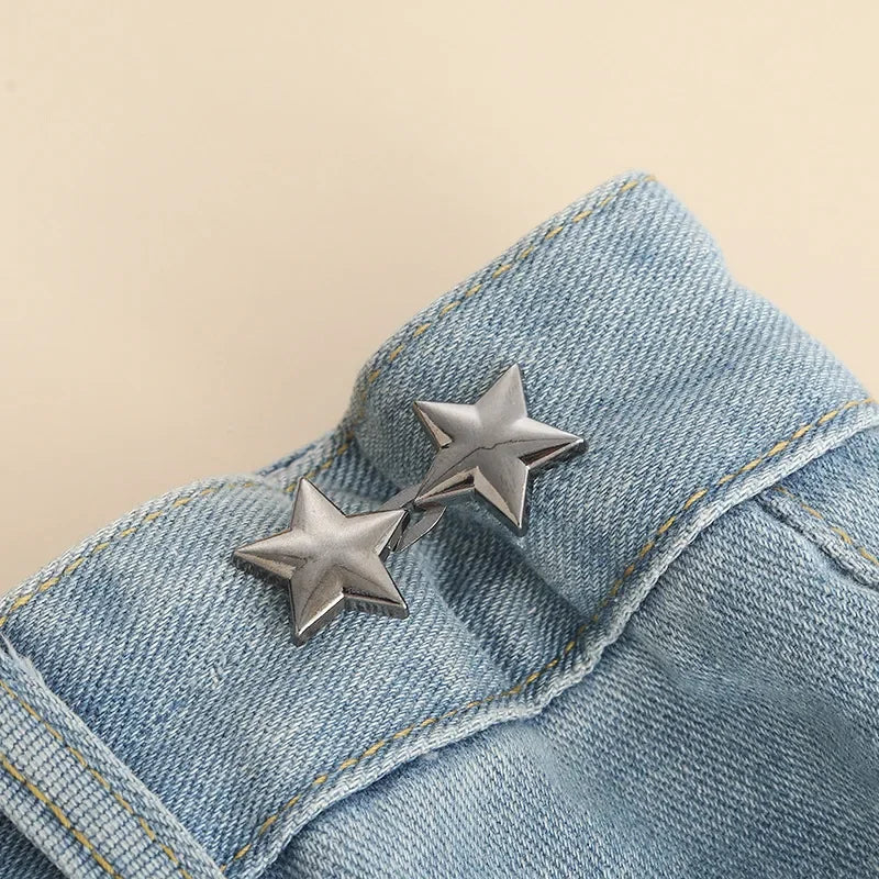1 Pair Jeans Button Adjustable Clips for Pant Skirts Waist Tightener Buckle Snap Button Adjuster Pants Pin Retractable Button