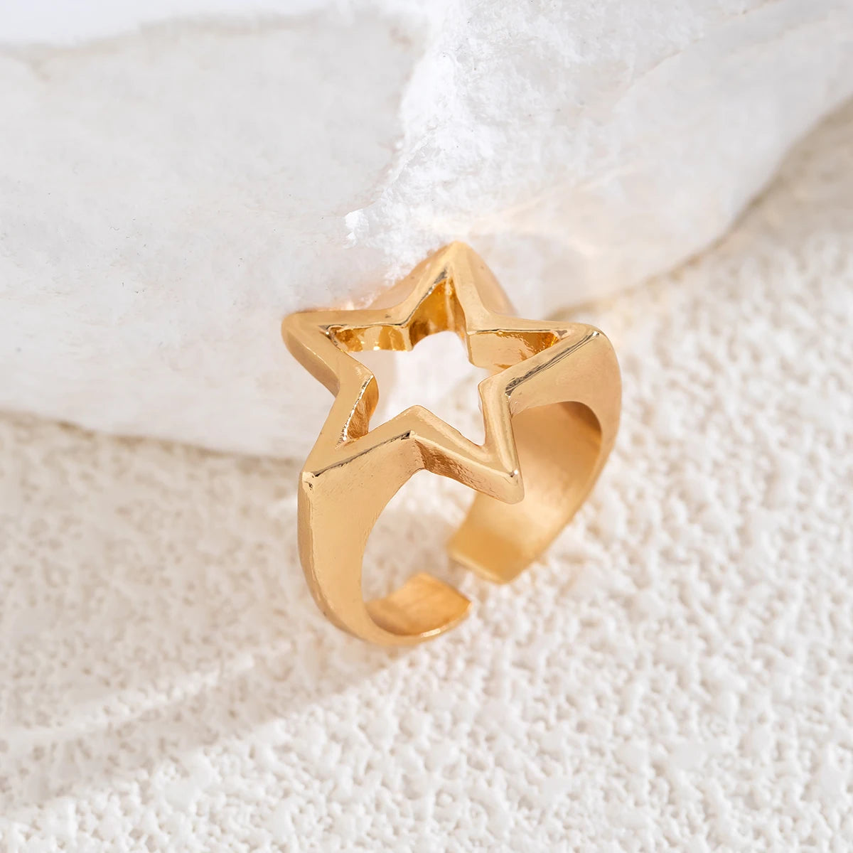 Vintage Punk Irregular Hollow Star Metal Open Rings for Women Fashion Statement Gothic Adjustable Couple Rings Y2K Wed Jewelr