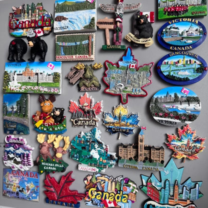 Canada Tourist Souvenir Fridge Magnets Ottawa Victoria Limeau Bridge Vancouver Quebec Toronto Bear Moose Maple Leaf Stickers