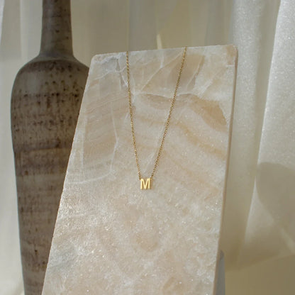 A-Z26 Initial Letters Necklace For Women Stainless Steel Jewelry Pendant Alphabet Single Name Choker Necklaces