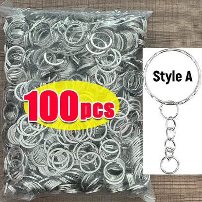 Silver Plated Metal Blank Keyring Keychain Split Ring Keyfob Key Holder Rings Women Men DIY Key Chains Key Ring Accessories -