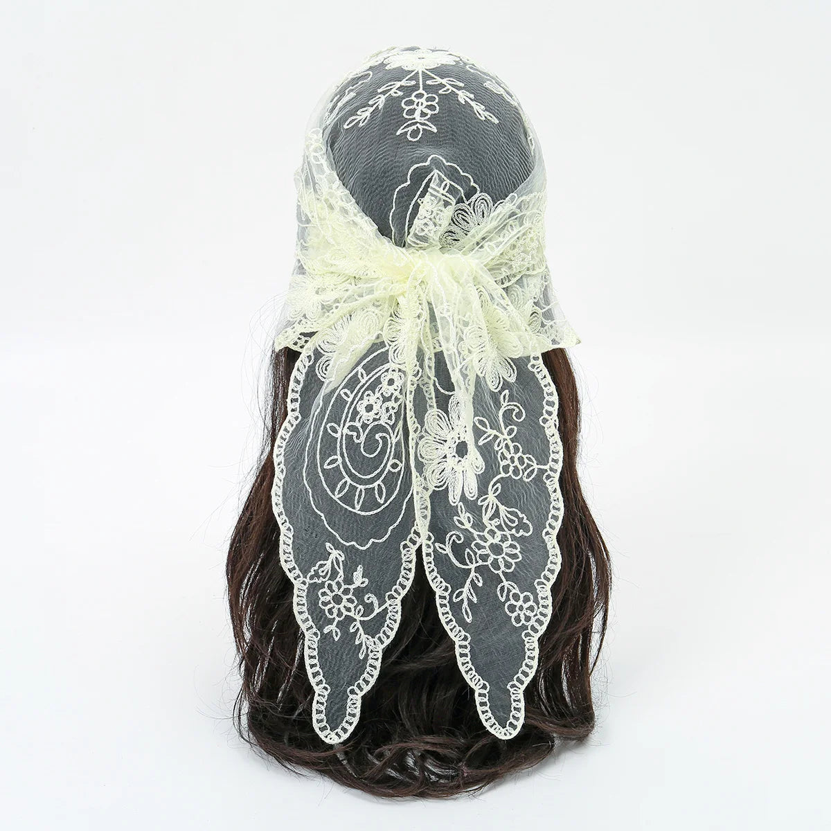 Elegant Lace Scarf Hollow Out Embroidery Foulard Bandana Solid Color Triangular Scarf Thin Vintage HandkerChiefs for Hair Wom
