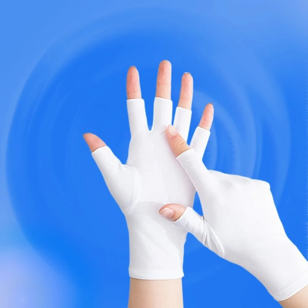Sunscreen Gloves For Nail Art Gel UV LED Lamp Tool Nail Art Glove UV Protection Gloves Protecter Gloves - white 1
