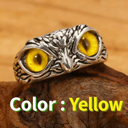 Rare Vintage Owl Carved Tibet Silver Ring for Men Cute Animals Youth Gothic Adjustable Fashion Women Jewelry Accessories Gift