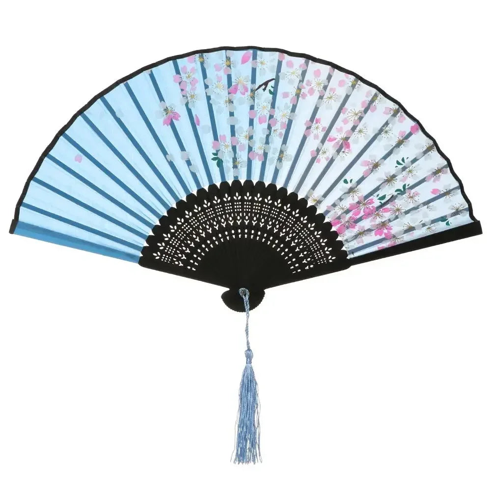 Retro Flower Pattern Home Decoration Elegent Bamboo Folding Fan Chinese Style Painting Handheld Fan Dance Performance Props -
