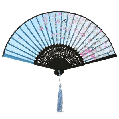 Retro Flower Pattern Home Decoration Elegent Bamboo Folding Fan Chinese Style Painting Handheld Fan Dance Performance Props -