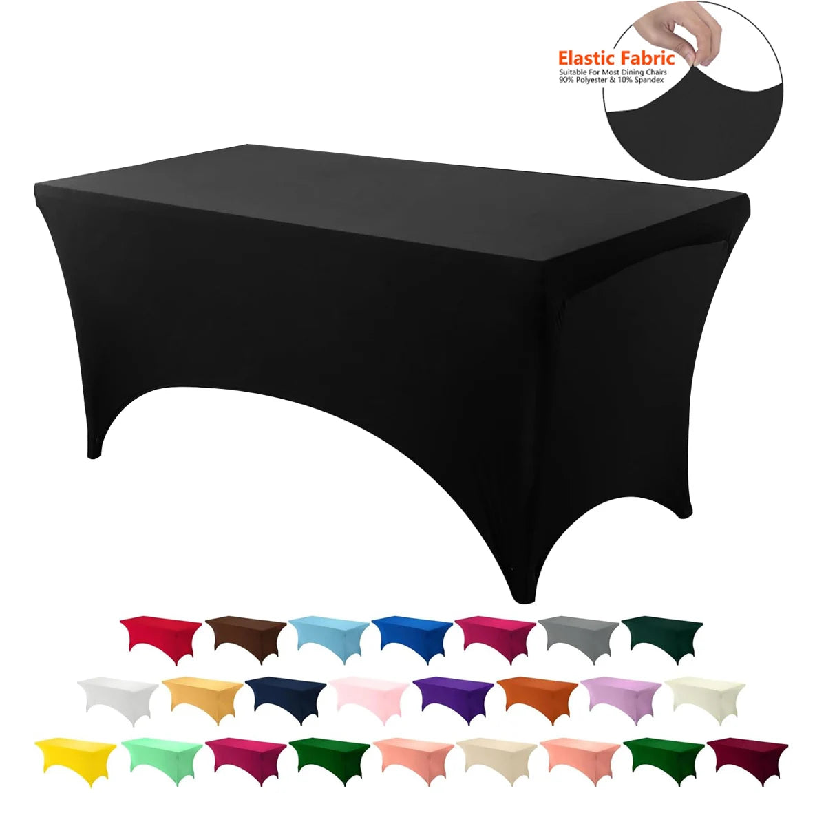 Spandex Tablecloth Tight Fitted Washable and Wrinkle Resistant Stretch Rectangular Patio Table Cover for Event Wedding Partie
