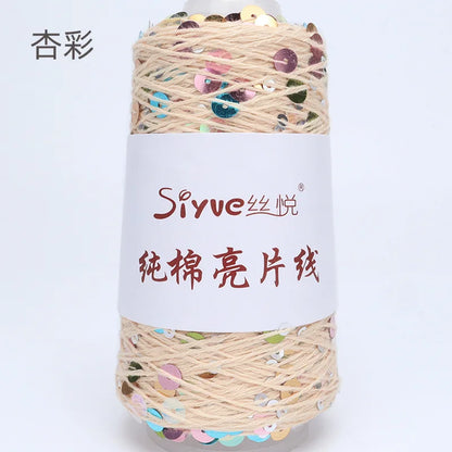 Crochet Sequin Yarn, 100g Cotton Thread, Hand Woven Yarn for DIY Accessories, Knitting Yarn for Fashion Projects, Unique Birt
