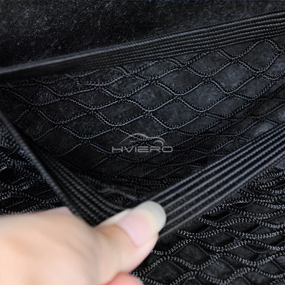 1X Car Back Rear Trunk Organizer Net Mesh Seat Elastic String Magic Sticker Universal Storage Bag Pocket Auto Put Paper Stowi