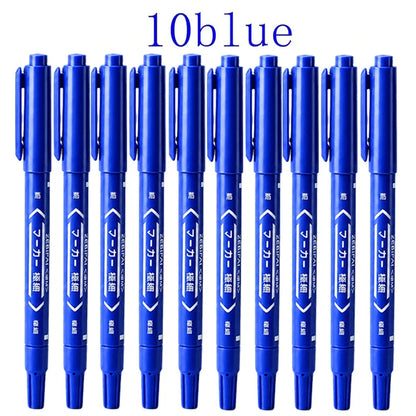 10Pcs/set Double Tip Art Black Blue ink Permanent Paint Marker Pen for Plastic Wood Stone Metal Glass Doodling Marking Graffi
