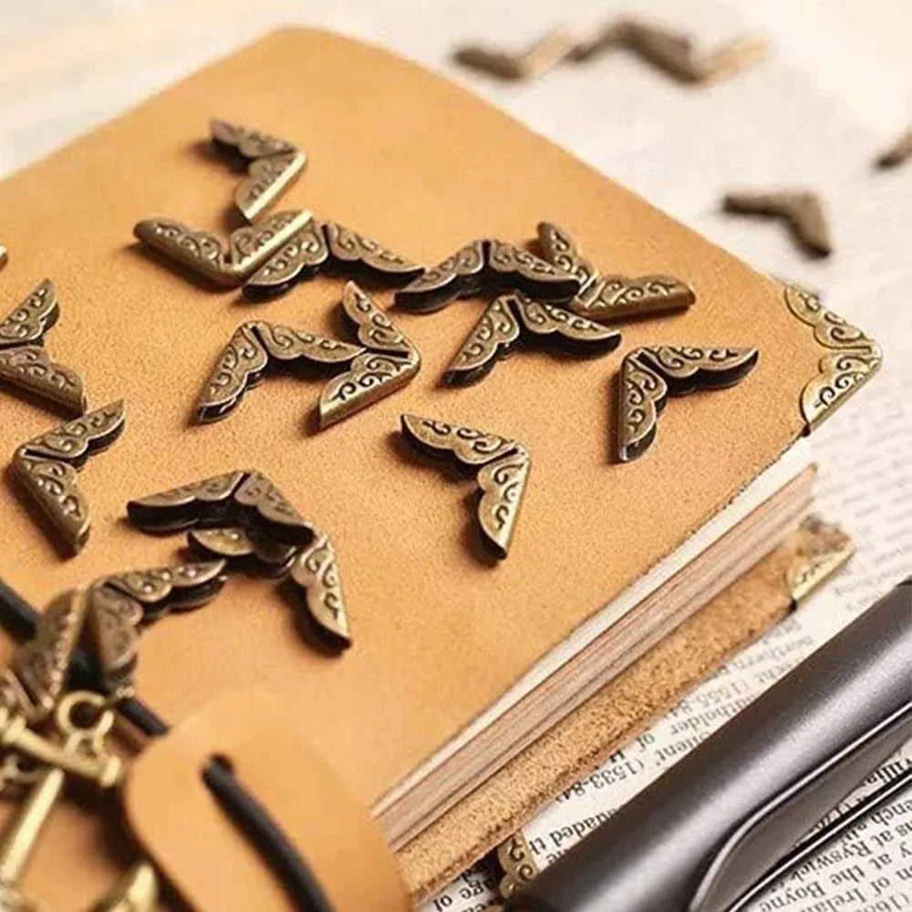 50Pcs Metal Book Corner Protector Vintage Scrapbook Photo Album Notebook Menus Folder Protecting Golden Silver Bronze 50Pcs M