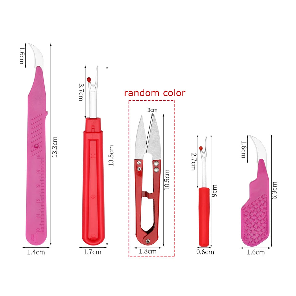 5Pcs Blue Sewing Ripper Kit with Thread Ripper Seam Ripper and Scissors for Removing Stitches - 5pcs red