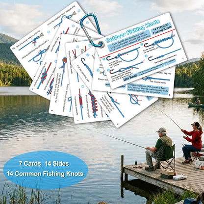 7PCS/SET Fishing Knot Guide Card Including 14 Easy-to-Tie Instructions Essentials for Beginner Anglers