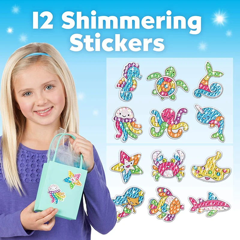 12 Create Big Gem Diamond Painting Sticker Kit Art Craft Girls Boys Unicorn Animal Sealife Magical Mosaic Dot Sticky Toys Gif