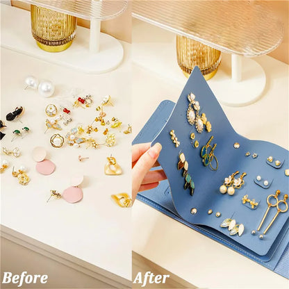1PC PU Leather Ear Stud Storage Bag Multi-layer Jewelry Finishing Storage Organizer Book Type Storage Bag For Earrings Rings