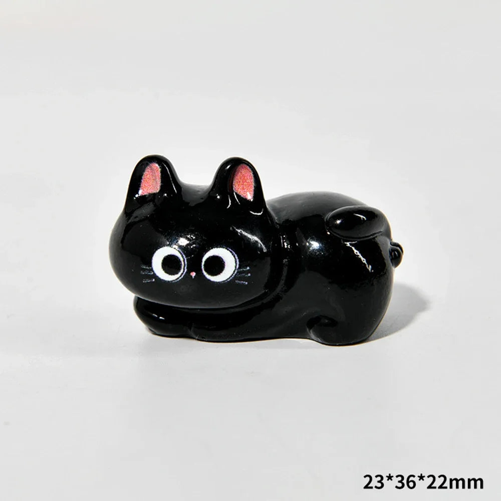 Estatueta de gatos de resina de desenho animado, mini gatinho, ornamentos para casa, criativo, desktop, carro, montado,
