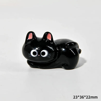 Estatueta de gatos de resina de desenho animado, mini gatinho, ornamentos para casa, criativo, desktop, carro, montado,