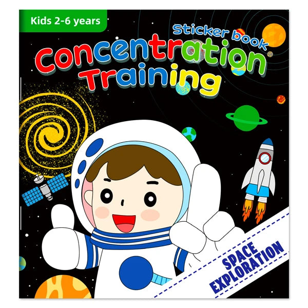 Montessori Toys Cartoon Sticker Books Focus on Potential Development Education Sticker Toys for Children 3-6Y - Space Explora