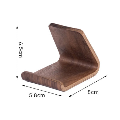 Simple Creative Solid Wood Phone Holder Black Walnut Phone Stand Business Card Display Rack Home Office Desktop Decoration