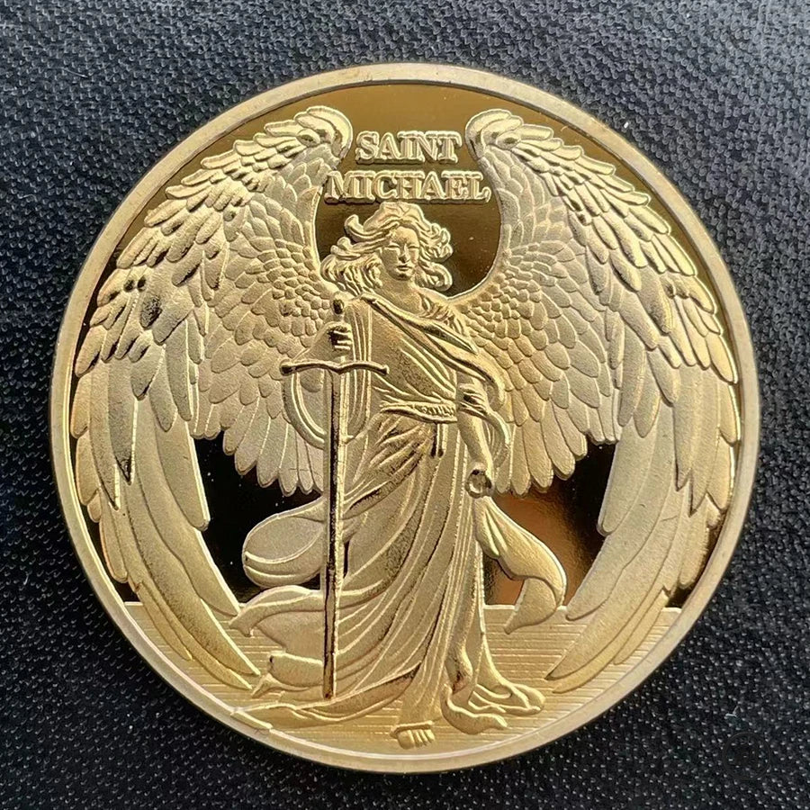 saint michaet souvenir coin - Golden