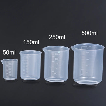 1/4Pcs 50/150/250/500ml Plastic Measuring Cup for Laboratory Beaker Graduated Mug Kitchen Baking Supplies Measurement Tool