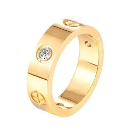 Personality Round Beads Ring Band Small Clear Crystal Zircon Waterproof Stainless Steel Rings Simple Granular Fine Jewelry - 