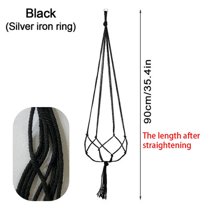 Hanging Plant Pot Hanging Basket Vases with Hook Creative Macrame Suspension Plant Planters for Hanging Flower Pot Net - Blac