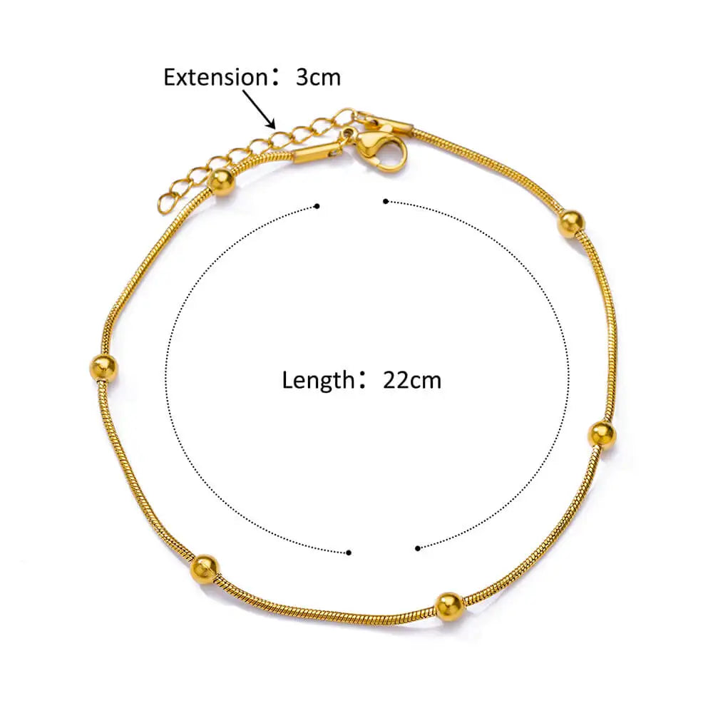 Vintage Anklets for Women Stainless Steel Beads Chain Anklet Leg Bracelets Bodychain Summer Beach Jewelry Accessories Gifts -