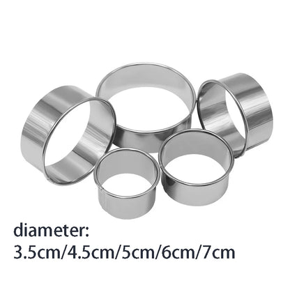 5PCS Round Stainless Steel Biscuit Mold Dumpling Skin Cutting Mold DIY Biscuit Pastry Cake Baking Tools Kitchen Baking Gadget