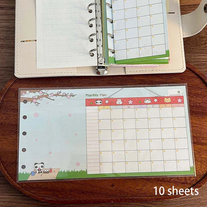 10 Sheets M5 Three Fold Loose Leaf for Punching Holes on the Inner Pages of the Core, Weekly Plan Manual Account, Foldable - 