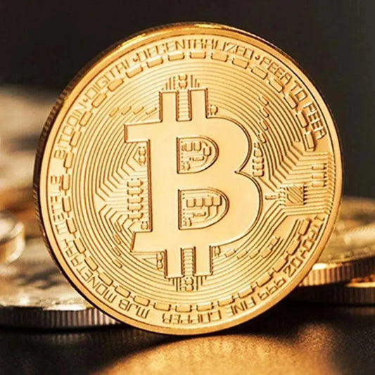 Gold Plated Bitcoin Coin Collectible Art Collection Gift Physical Commemorative Casascius Crypto Coin Metal Antique Imitation