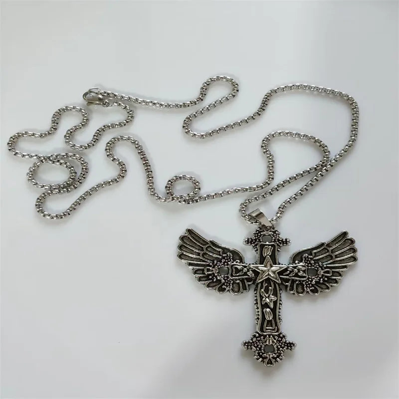 Vintage Cross Pendant Necklace Unisex Versatile Simple Long Sweater Chain Hip Hop Accessory - 21