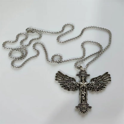 Vintage Cross Pendant Necklace Unisex Versatile Simple Long Sweater Chain Hip Hop Accessory - 21