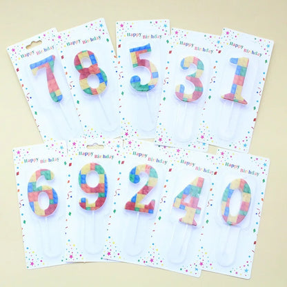 New Building Block Number 0-9 Candle 1PC Color Building Block Shaped Digital Candle Cake Decoration Birthday Baking Decor Plu